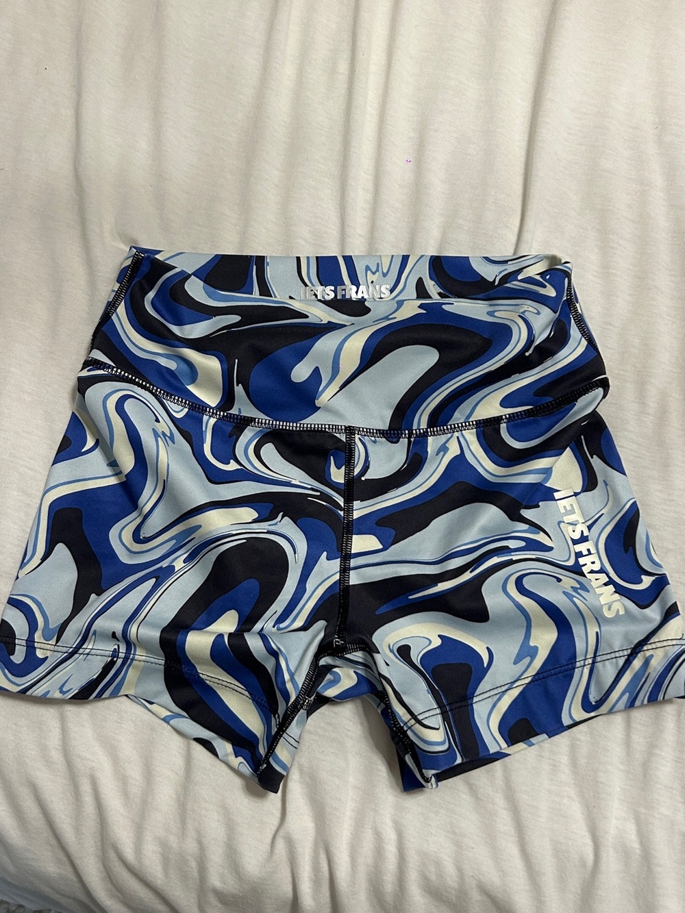 Les Trams Blue Swirl High-Rise Bike Shorts